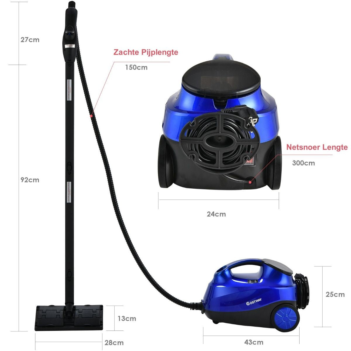 Coast Stoomreiniger - 2000W - Incl. 19 Accessoires - Blauw