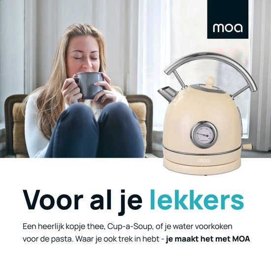 MOA Waterkoker Retro - 1.8L - RVS - BPA vrij - 2200W - 286x202x201 cm - Crème