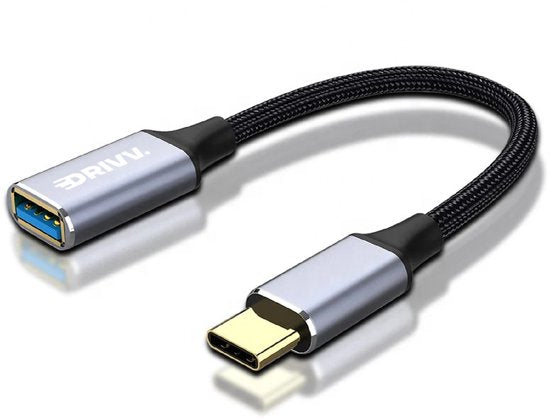 Drivv. USB C naar USB A OTG Adapter - USB C naar USB converter - USB C Adapter - Laptop - Telefoon - Grijs