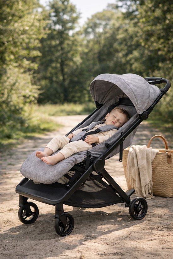 NilaFee™ MaxComfort - Buggy - Tot 25 kg - Plooibuggy - Kinderwagen - Inklapbaar - Vlek en waterafstotend - Grijs