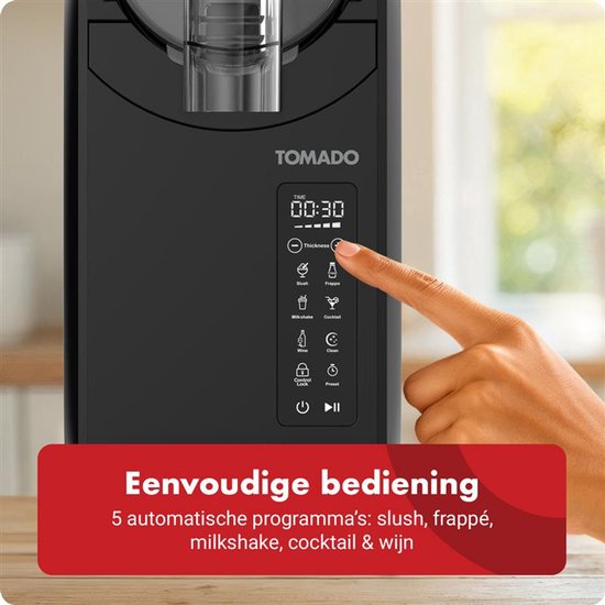 Tomado TSM2002B - Slushmachine - Slushpuppy maker - 5-in-1 Slush - Slush Puppy - 2 liter slush - Tot 12 uur bevroren drankjes - Touchcontrol bediening - Zwart