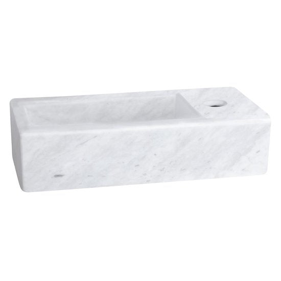 Differnz Helios fonteinset - 37,5x18,5x9,5 cm - Rechthoek - 1 kraangat - Recht matte gouden kraan - Mineraalsteen Marmer