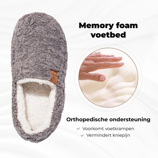 Pantoffels Dames - Sloffen - Maat 40/41 - Grijs - Anti-slip - Comfeet