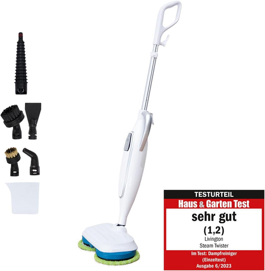 Livington Steam Twister Stoomreiniger en Handstoomreiniger 1300W - Wit - 330 ml Waterreservoir