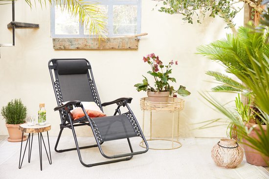 909 Outdoor - Ligstoel - met Hoofdkussen - Verstelbare Rug- en Voetleuning - Staal - 92 x 65 x 114 cm - Inklapbaar - Maximaal Draaggewicht: 120 kg