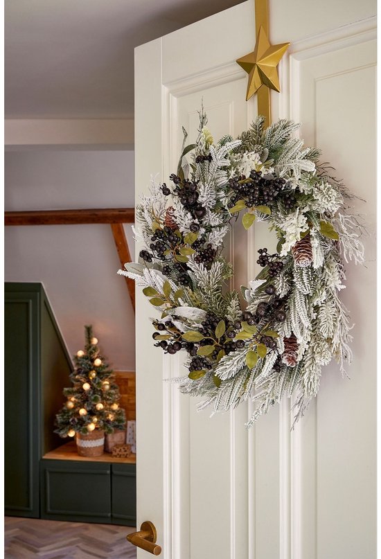 Mica Decorations Vesper Kerstkrans met Dennenappels - H13 x Ø50 cm - Zwart