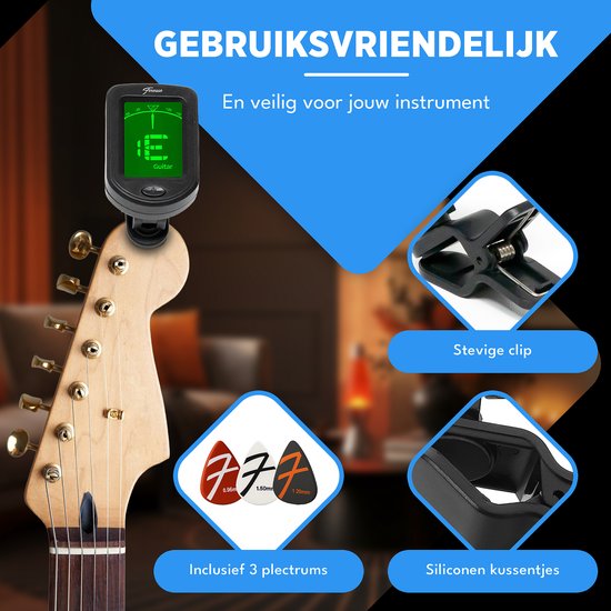 Finesse Stemapparaat Gitaar, Basgitaar, Viool, Ukelele - Chromatisch stemmen - Tuner