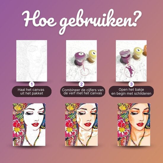 Rubye® Schilderen Op Nummer Volwassenen – Italiaanse Kust – Inclusief Verf en Penselen – Canvas Schildersdoek – Kleuren op Nummer – 40x50cm