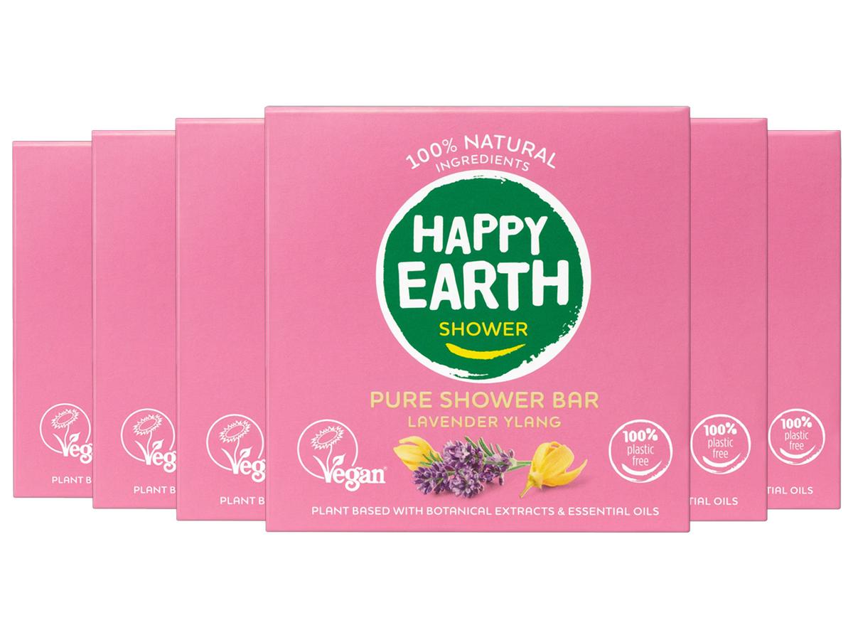 Happy Earth Shower Bar Natuurlijk - Lavender & Ylang Ylang - Voordeelset 6 x 90 gram