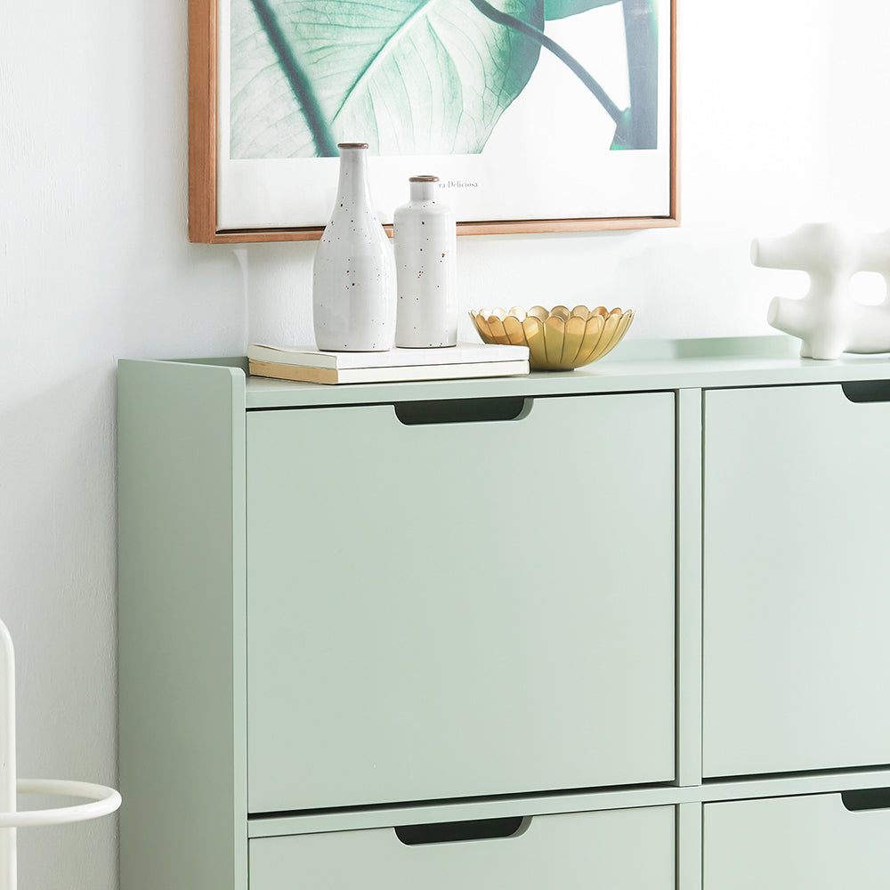 SoBuy Schoenenkast FSR100-GR - 4 Klaplades - 100 x 19 x 90 cm - Groen