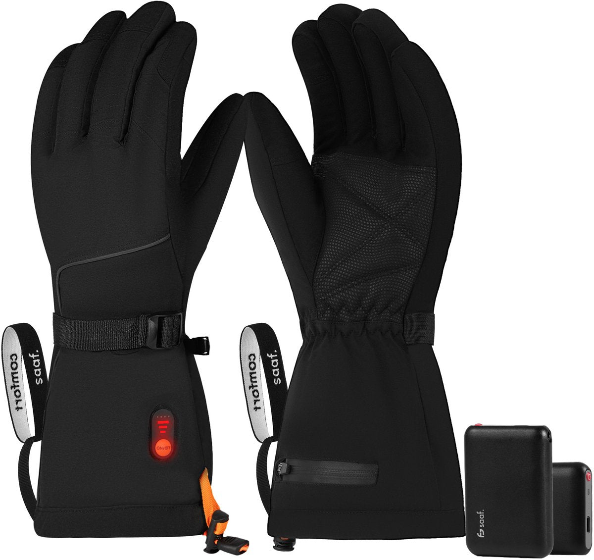 Saaf Verwarmde Handschoenen Premium S – Oplaadbaar met Powerbanks – 3 Warmtestanden – Water- en Windafstotend – Touchscreen – Zwart – 31 x 11 cm