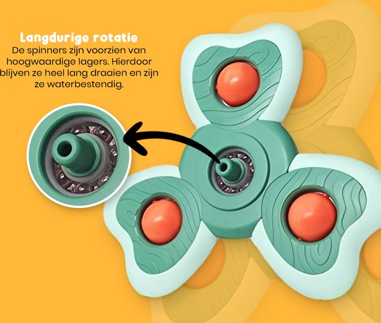 Frummel Fidget Spinners XL met Zuignap - Badspeelgoed - Sensorisch speelgoed - Fidget Toys - Badspinner - Fidget Spinner voor op Autoraam - 3 stuks