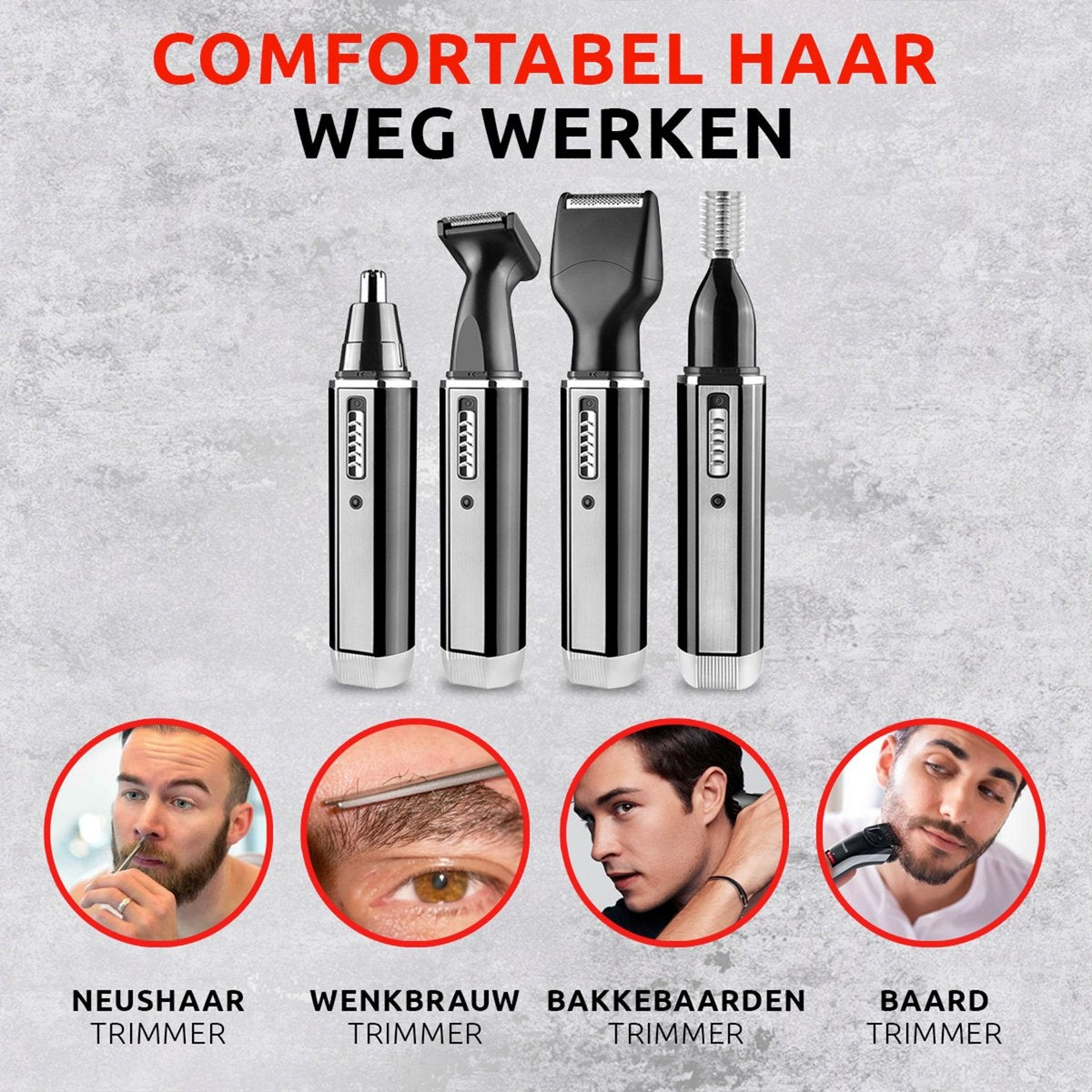 AyeWay 4 in 1 Trimmer - Draadloos - Neustrimmer - Baardtrimmer - Mannen & Vrouwen