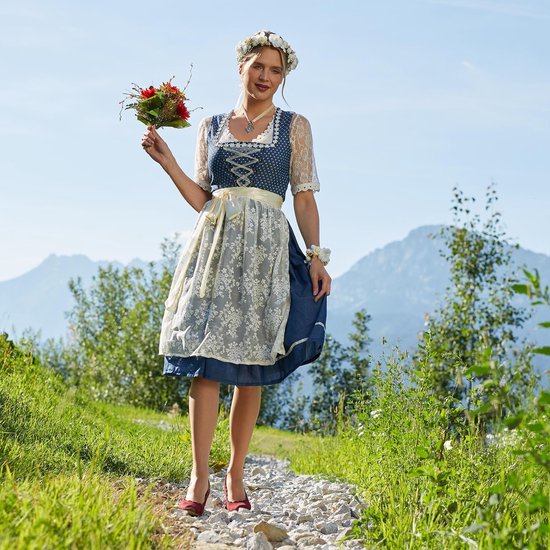 Dressforfun Midi-Dirndl Kleinwalsertal model 2 XXL - verkleedkleding kostuum halloween verkleden feestkleding carnavalskleding carnaval feestkledij partykleding - 304644