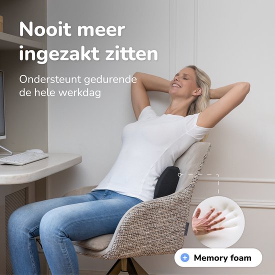 Alyze Ergonomische Rugkussen - Lendekussen Auto - Onderrug - Leeskussen - Traagschuim - Rugsteun Bed & Bank - Orthopedisch Steunkussen met Wasbare Hoes