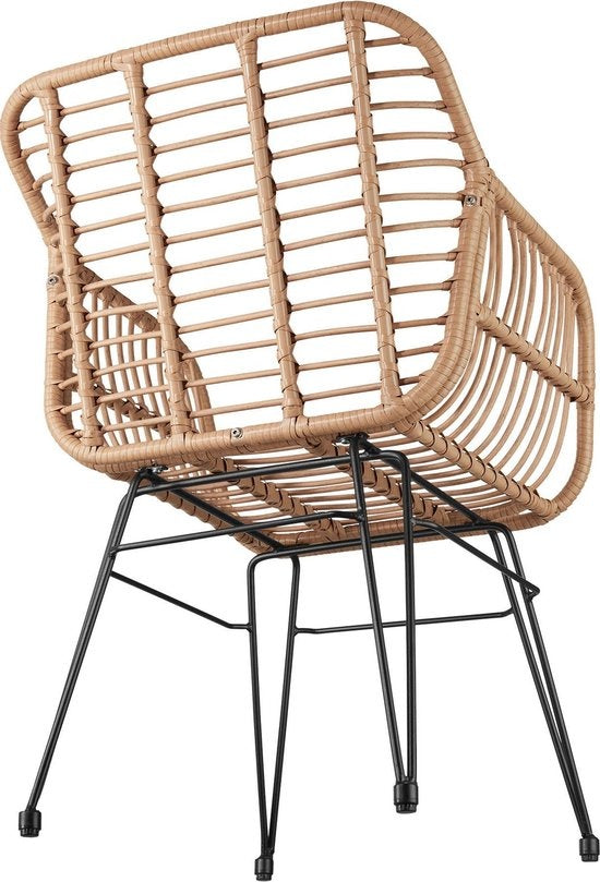tectake® - outdoor wicker zitgroep, meubel voor 2 personen, 3-delig. Bistroset, balkonmeubel, tuinmeubelset met 2x stoelen + tafel, kleine lounge weerbestendig voor tuin, balkon of terras - natuurkleur - poly-rattan