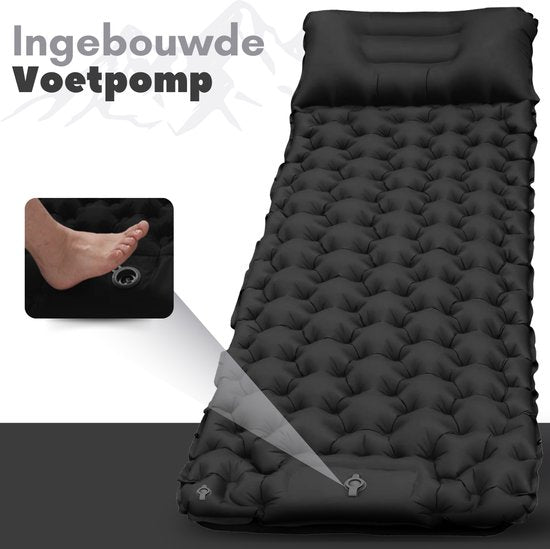 Vertrex Inflate-X1 Slaapmat met Ingebouwde Pomp - Luchtbed - 1 Persoons - Nachtzwart