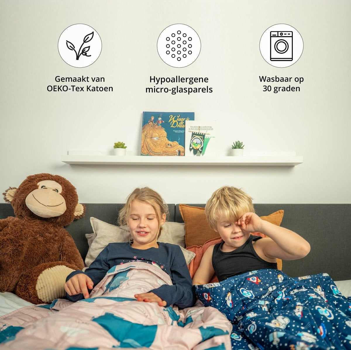 EL-Life Verzwaringsdeken Kind 3,2kg - 100 x 150cm - Zwaartedeken - Weighted Blanket - Verzwaarde Deken - OEKO-TEX Katoen - Nijlpaard