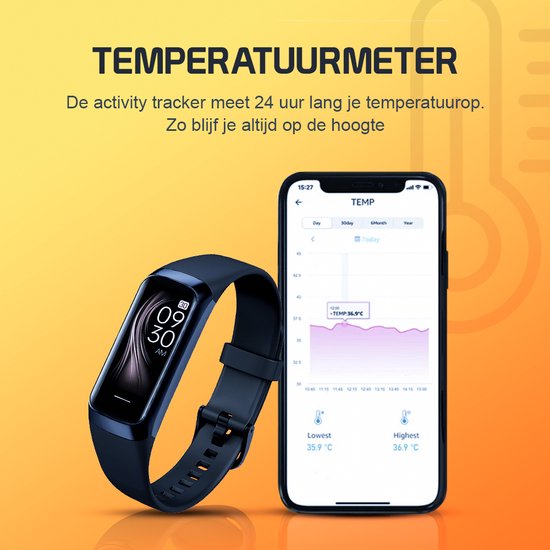 Otiume Activity Tracker HR - Smartwatch Sporthorloge met Stappenteller en Hartslagmeter - Fitness Tracker Bloeddrukmeter - Zwart - Dames, Heren & Kinderen