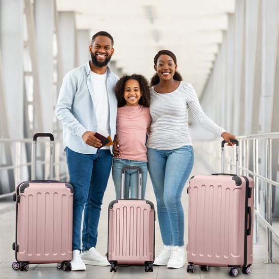 TRVLMORE Kofferset - 3 Delig - 38L Handbagage + 70L en 110L Ruimbagage - Lichtgewicht - Trolley - Reiskoffer Set - Roségoud