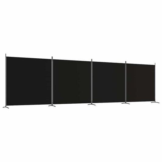 vidaXL - Kamerscherm - met - 4 - panelen - 698x180 - cm - stof - zwart