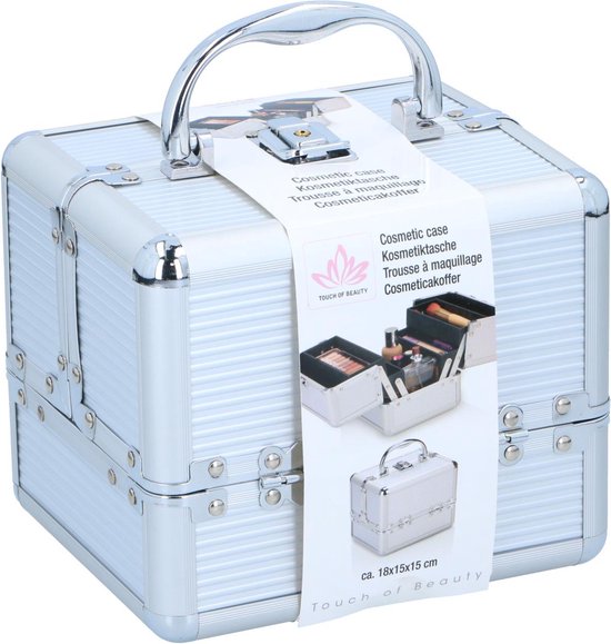 Touch Of Beauty Make Up Koffer Zilver - Cosmetica Organizer - met Handvat en Sleutelslot