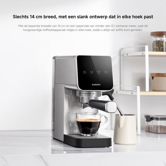 Xiaomi Halfautomatische Espressomachine | Espressomachine | 20 bar pompdruk | 1350W | 0,9L waterreservoir | RVS melkopschuimer | 1 en 2 kops | Compact