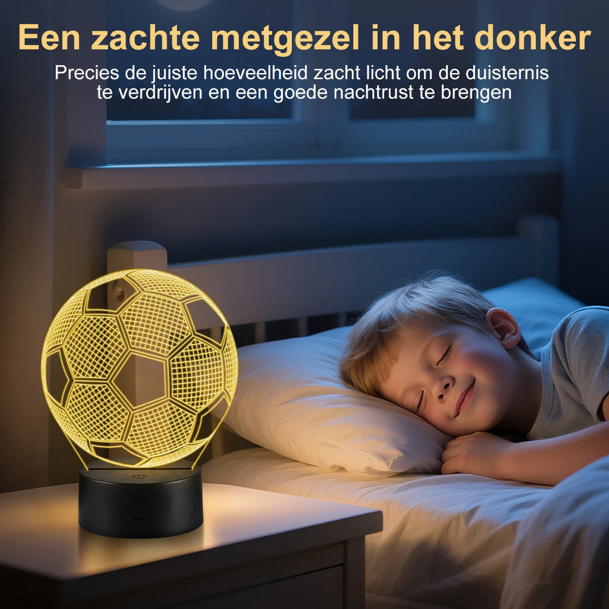 VIVREAL 3D LED Voetbal Nachtlampje - 15 x 17,5 cm - 16 Kleuren, Afstandsbediening, Touch