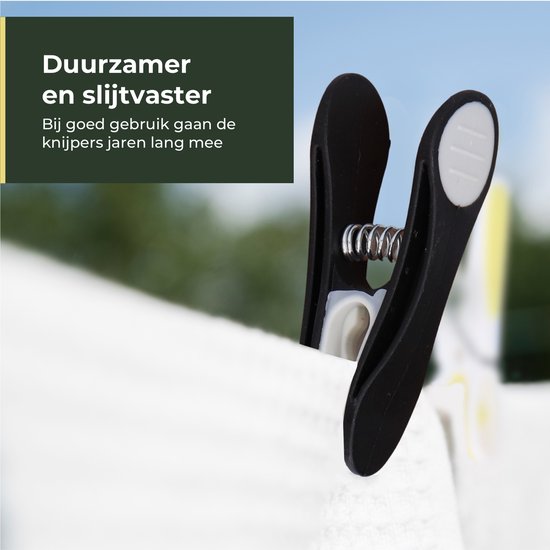 Gandria Wasknijpers 48 Stuks - Kunststof Wasknijpers - Set van 48 Plastic Knijpers - Wasrek Knijpers 10 Kg - Zwart/Wit en Wit/Zwart