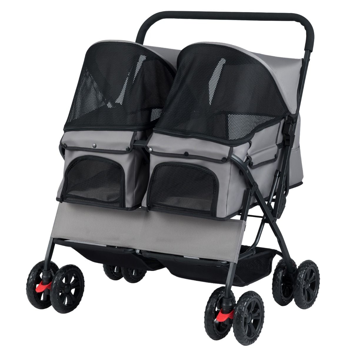 Coast Dubbele Hondenbuggy Grijs – 80 x 72 x 101 cm – Opvouwbaar met 2 Zitplaatsen