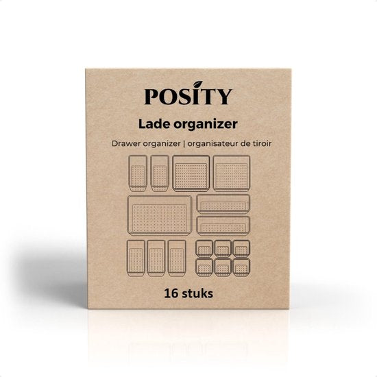 Posity Lade Organizer - 16 Stuks - Organizer Bakjes - Lade Bakjes - Opbergbakjes - Make-up Organizer - Voor Keuken, Badkamer & Bureau - Kunststof - Transparant