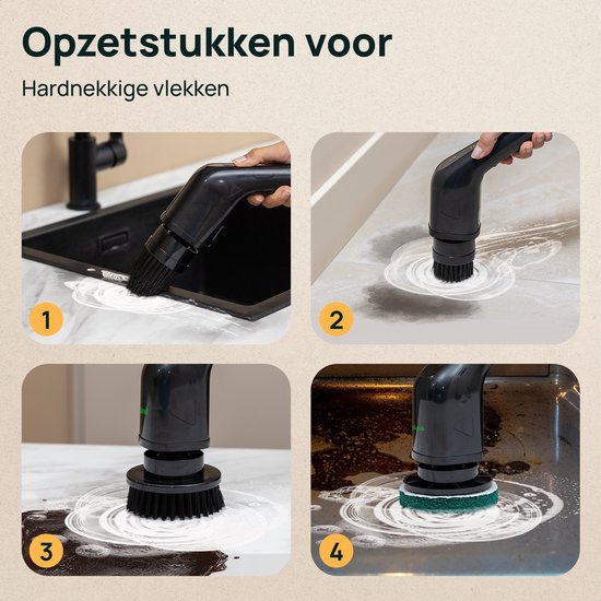 Skrub Elektrische Schoonmaakborstel - Schrobborstel met steel voor Badkamer - 8 opzetstukken