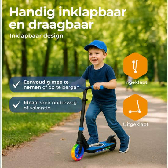 Denver elektrische step voor kinderen - 10km/u - Kinderstep - LED Verlichting - 6km Bereik - SCK5500BU