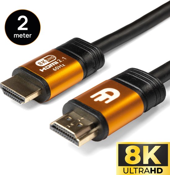 Drivv. Premium HDMI Kabel 2.1 - Ultra HD 8K - 4K 120hz - Geschikt voor Xbox Series X & PS5 - 2 meter - Oranje