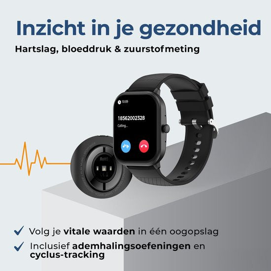 Denver Smartwatch - Android iOS - Volledige Belfunctie - Amoled Display - Sporthorloge - Hartslagmeter - Saturatiemeter - Slaapmonitor - SWC187B