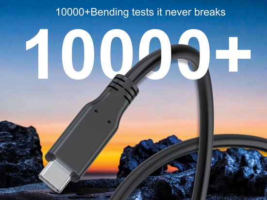 HQ-Power USB oplaad- en datakabel, USB 2.0, USB-C naar USB-C , 480 Mbps, vernikkeld, TPE-kabel, geschikt voor laptops, tablets, smartphones met een vermogen van 60 W, zwart, 1 m