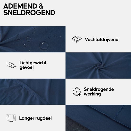 DANISH ENDURANCE Fietstrui voor Heren - Wielershirt - Korte Mouwen - Quick-Dry - Marineblauw - Maat M