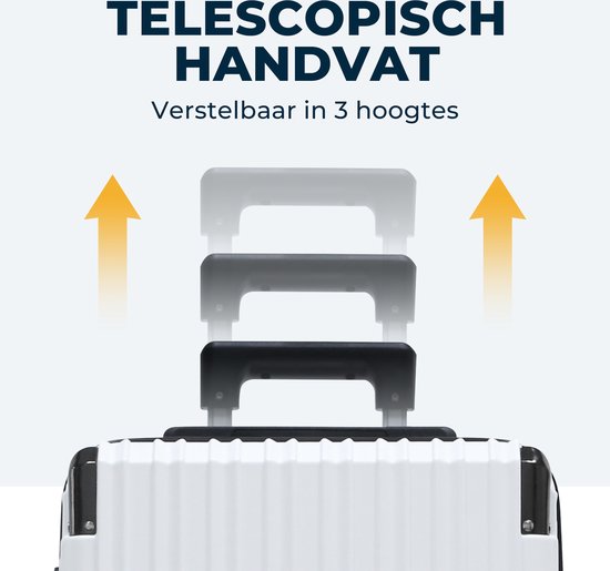 Pathsail® Handbagage Koffer 40L x 55CM - PC - Lichtgewicht Trolley - Incl. TSA slot & Spinner wielen - Wit