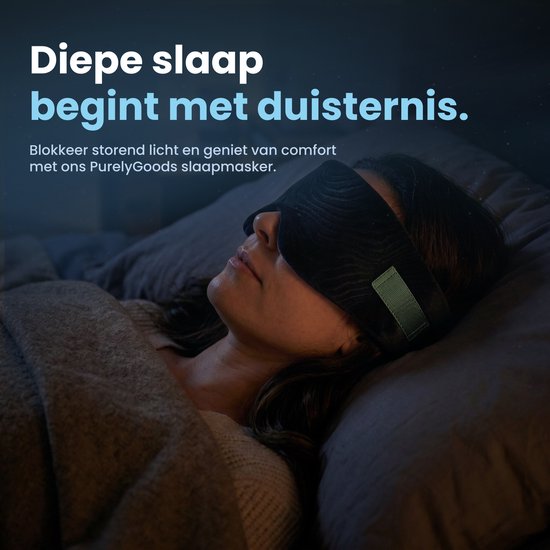 PurelyGoods® Slaapmasker - Oogmasker - Verduisterend - Mannen en Vrouwen - Katoen - Zwart