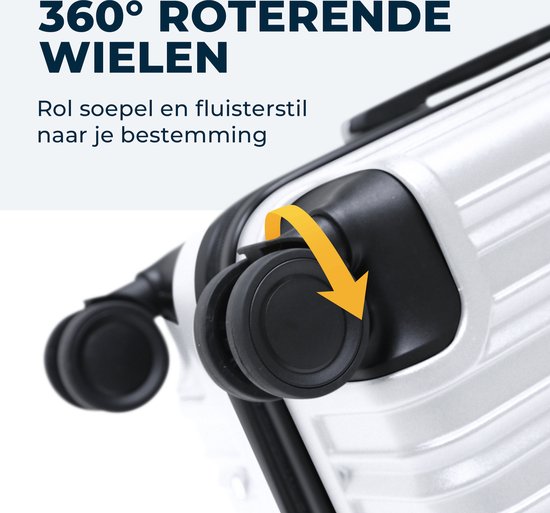 Pathsail® Handbagage Koffer 40L x 55CM - PC - Lichtgewicht Trolley - Incl. TSA slot & Spinner wielen - Wit