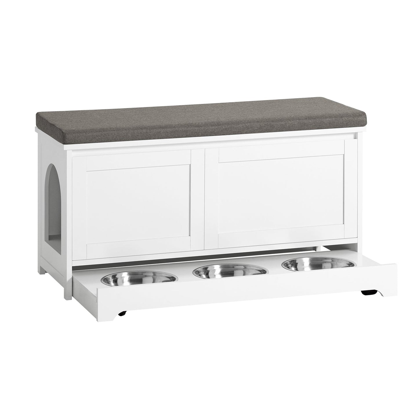 SoBuy FSR136-W Kattenhuis - Katten Bench - Kattenbak Kast - Kattenbakkast - Schoenenbank - Schoenenrek - Schoenenkruk - 90x36x44cm - Wit