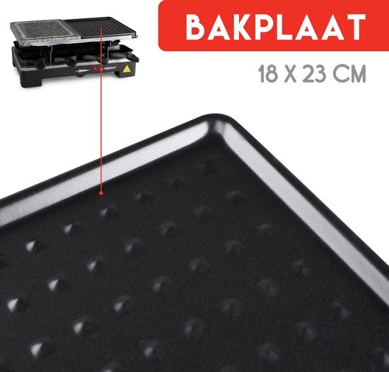 alpina Gourmetstel Bakplaat - 8 Personen - Incl. Spatels en Raclettepannetjes
