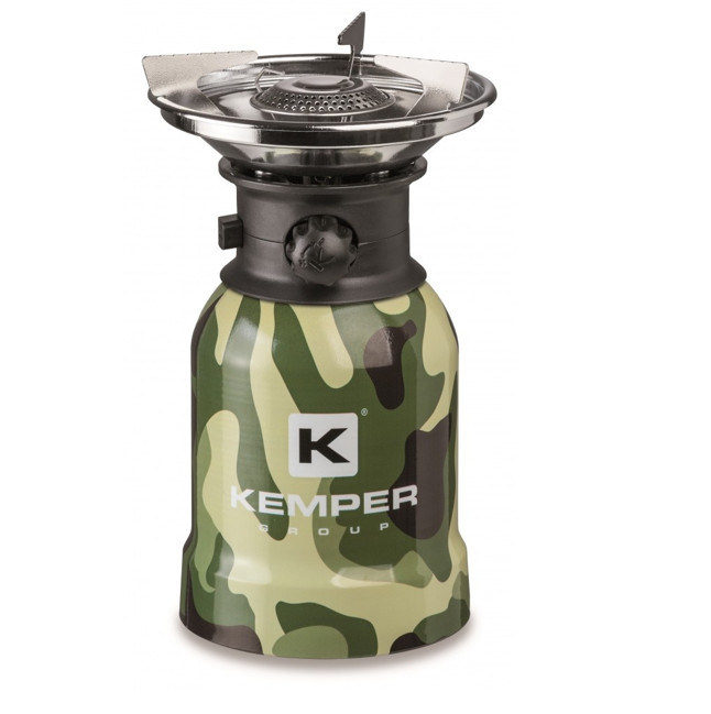 Kemper RVS Camping Gaspit - Met Piëzo Ontsteking - 1 Pits - Camo