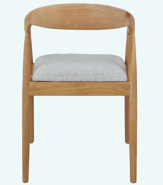 Modena Eetkamerstoel – Voorzien Van UV-bestendige Zitting En Stevige Constructie En Rugleuning – Voor Binnen En Buiten – Teakhout En Stof – 55 x 41 x 78 cm
