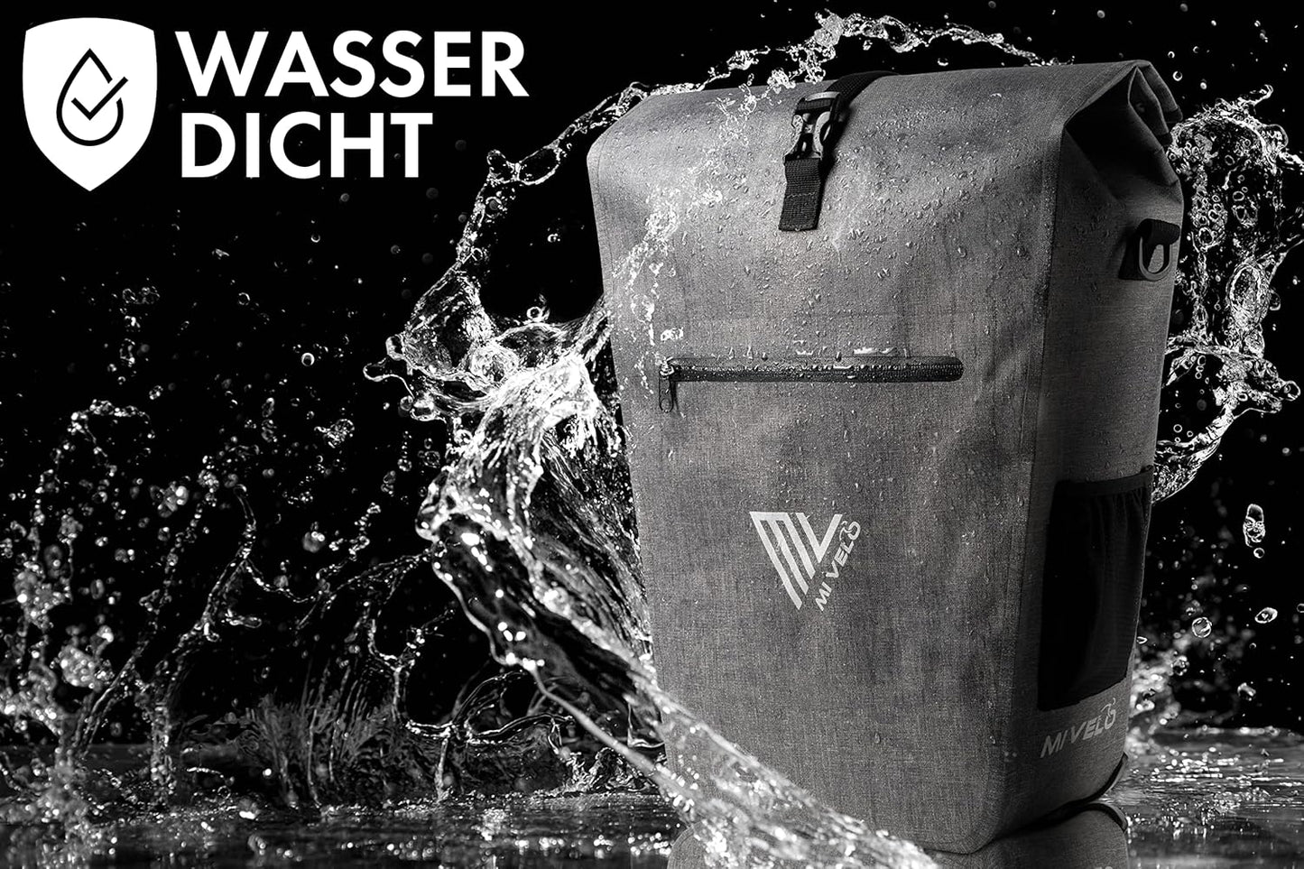 MIVELO Fietstas – Waterdicht – 25L – Met Laptopvak & Schouderriem – Grijs