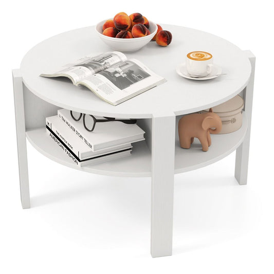 Coast Ronde Salontafel - met opbergruimte - 4 planken - wit 74,5 x 74,5 x 45,5 cm