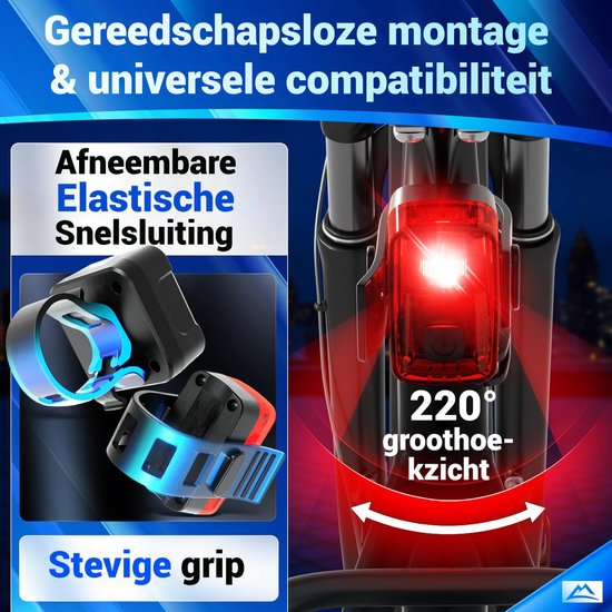 Nextcover Fietslicht Voor en Achter | Fiets Licht USB-C Oplaadbaar & IPX4 Waterdicht | Fietsverlichting Set met 6 Uur Accuduur | Voorlicht en Achterlicht | Fietslamp LED Wit en Rood | Fietslampjes voor alle Fietsjes | Fiets Lamp