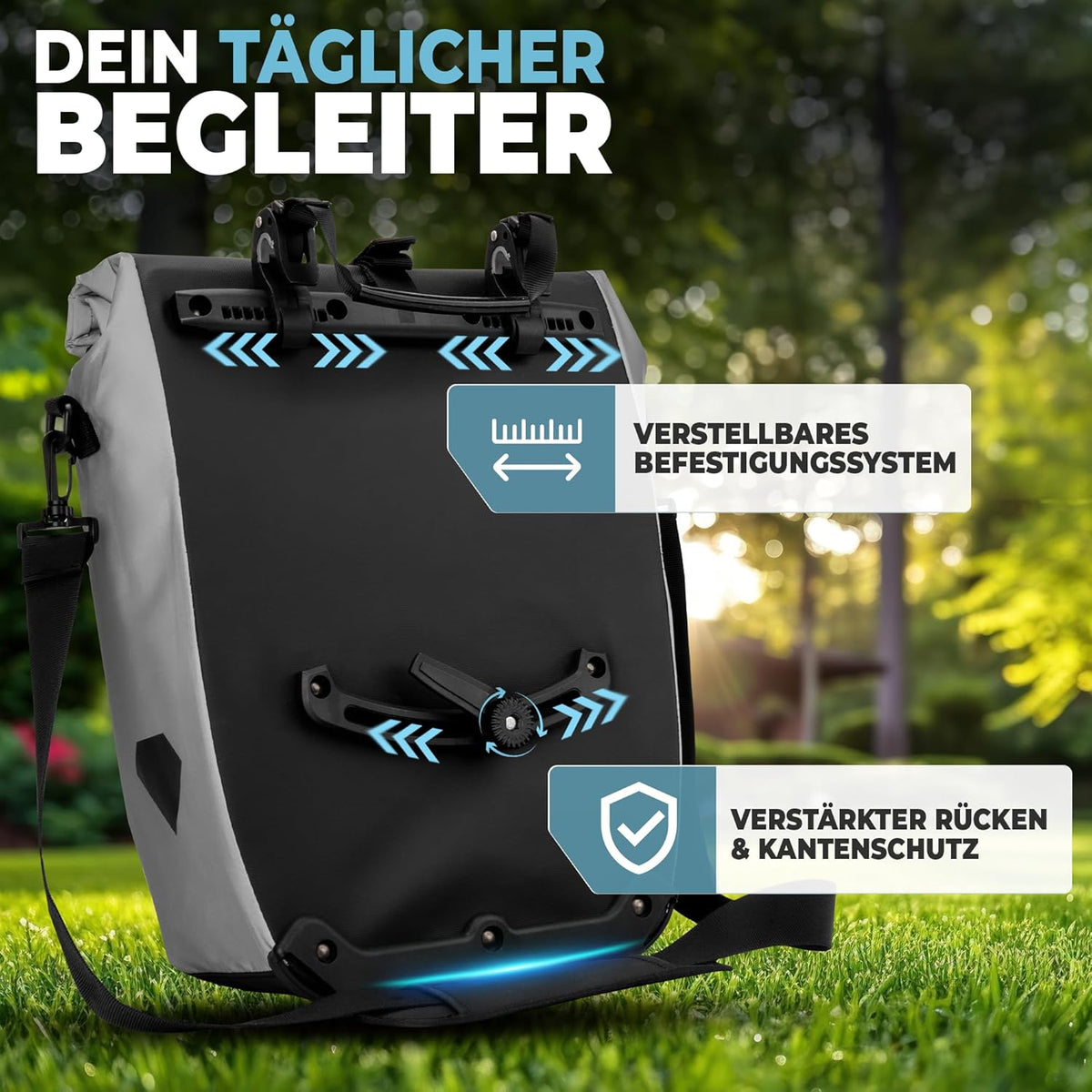 RADGEIST Fietstas voor bagagedrager - Tas voor fietsbagagedrager - Bagagedraagtas waterdichte schoudertas (Reflective 20L, Single)