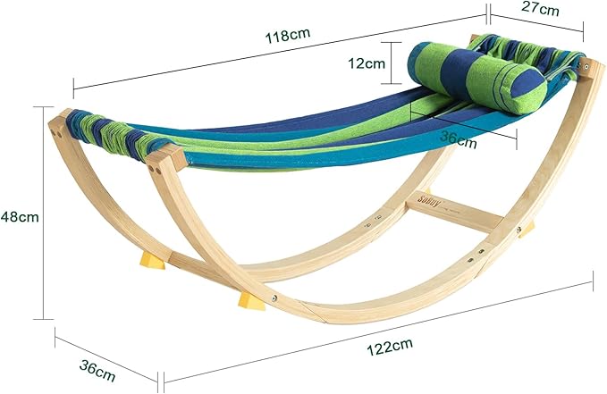Kinderhangmat / Schommelstoel voor Kinderen met Veiligheidsstopper – 120x46x36 cm – Blauw