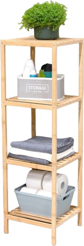 Alpina Badkamerrek 4-laags - Badkamermeubel - 32x33x108,5cm - Bamboe